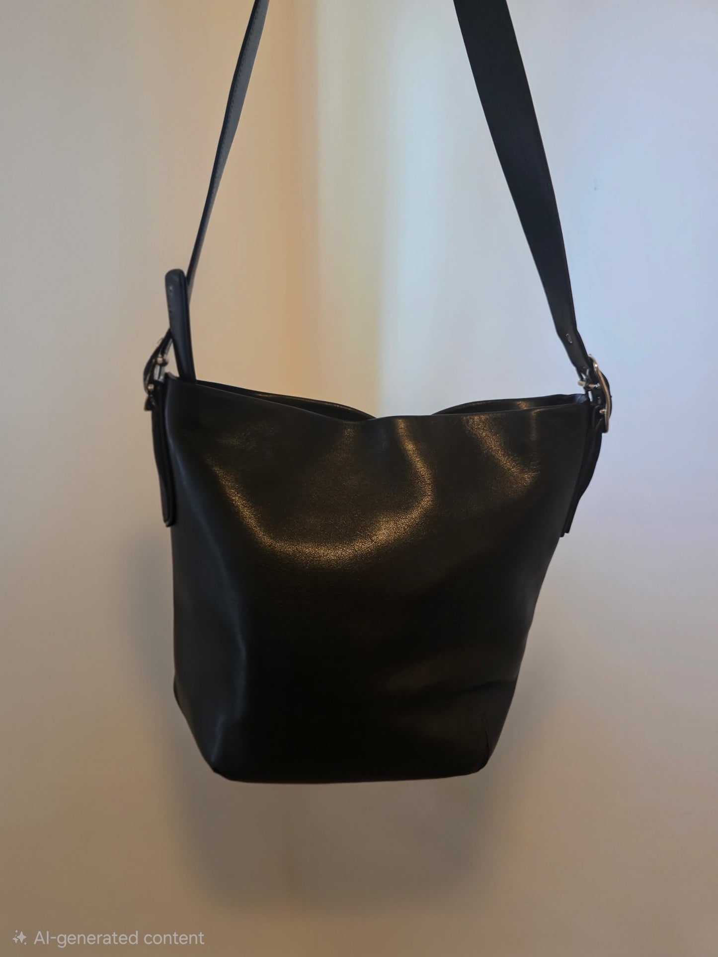 Coach Bucket Bag — Black Full-Grain Cowhide Leather, Signature Lining