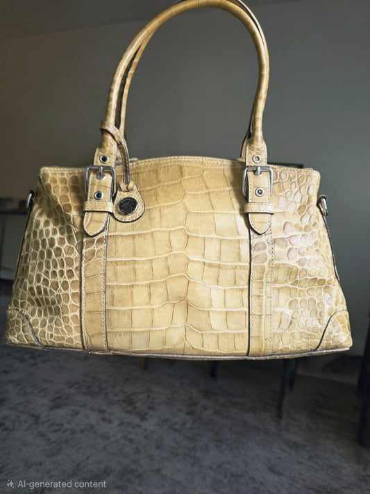 Dooney & Bourke Croc-Embossed Satchel — Butter Yellow, Double Handle