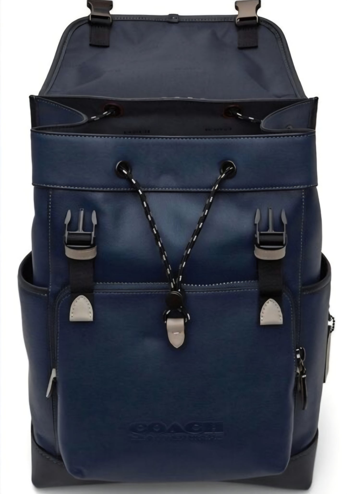 Coach League Flap Backpack — Midnight Navy Leather