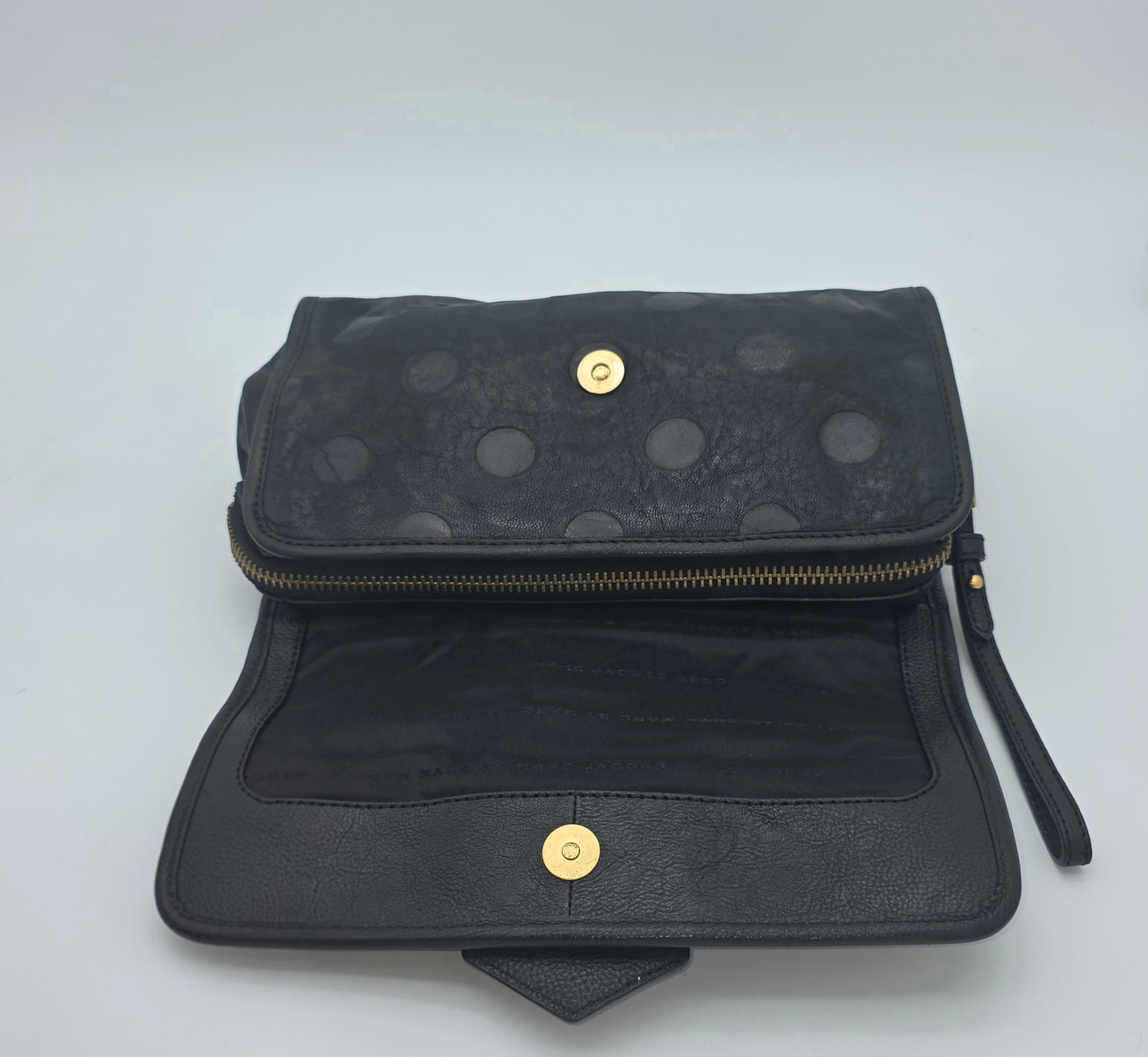 Marc by Marc Jacobs Black Polka Dot Embossed Leather Wristlet Clutch