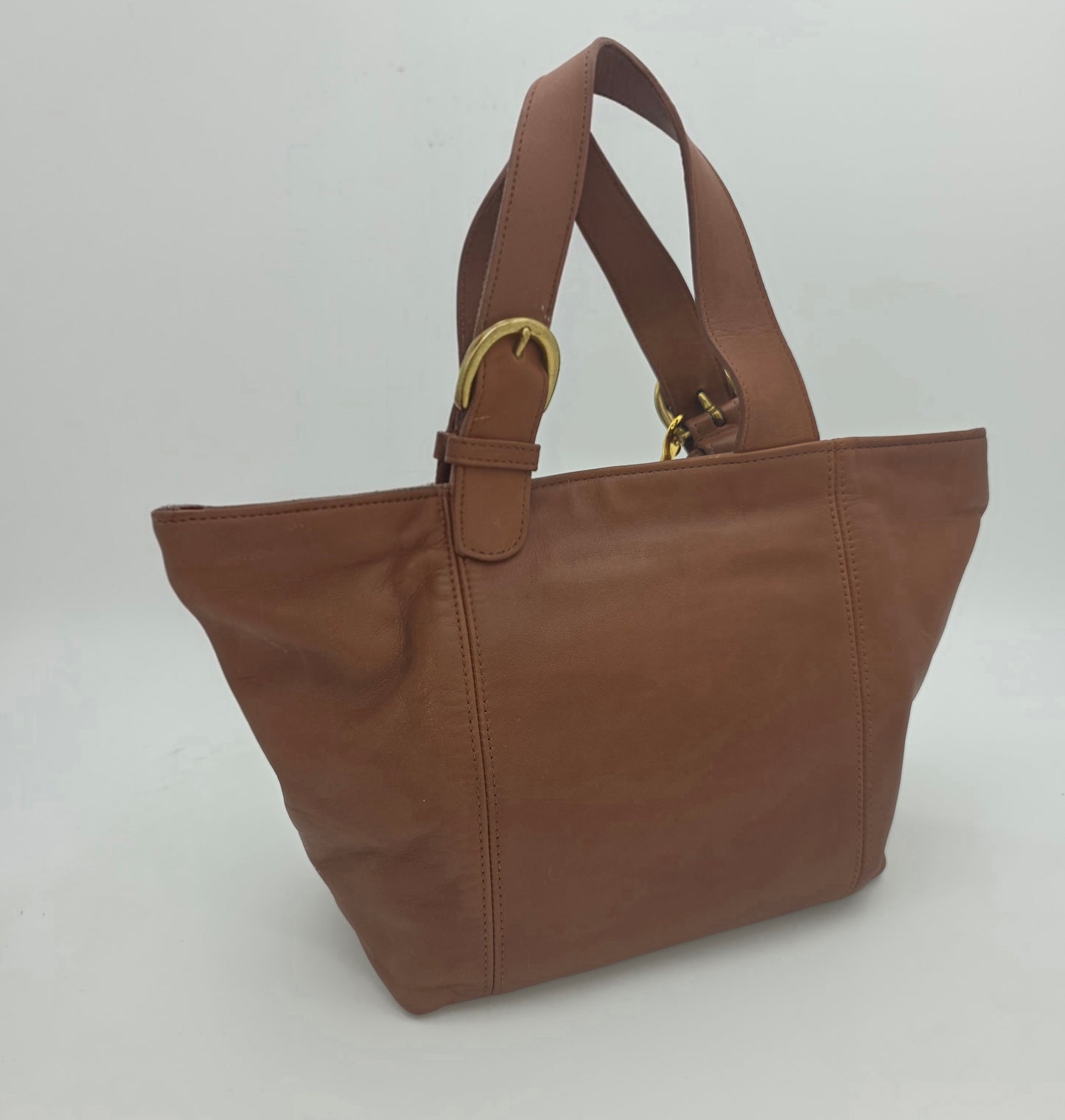 Vintage Coach Glove-Tanned Cowhide Tote – Tan/Cognac, Gold Hardware