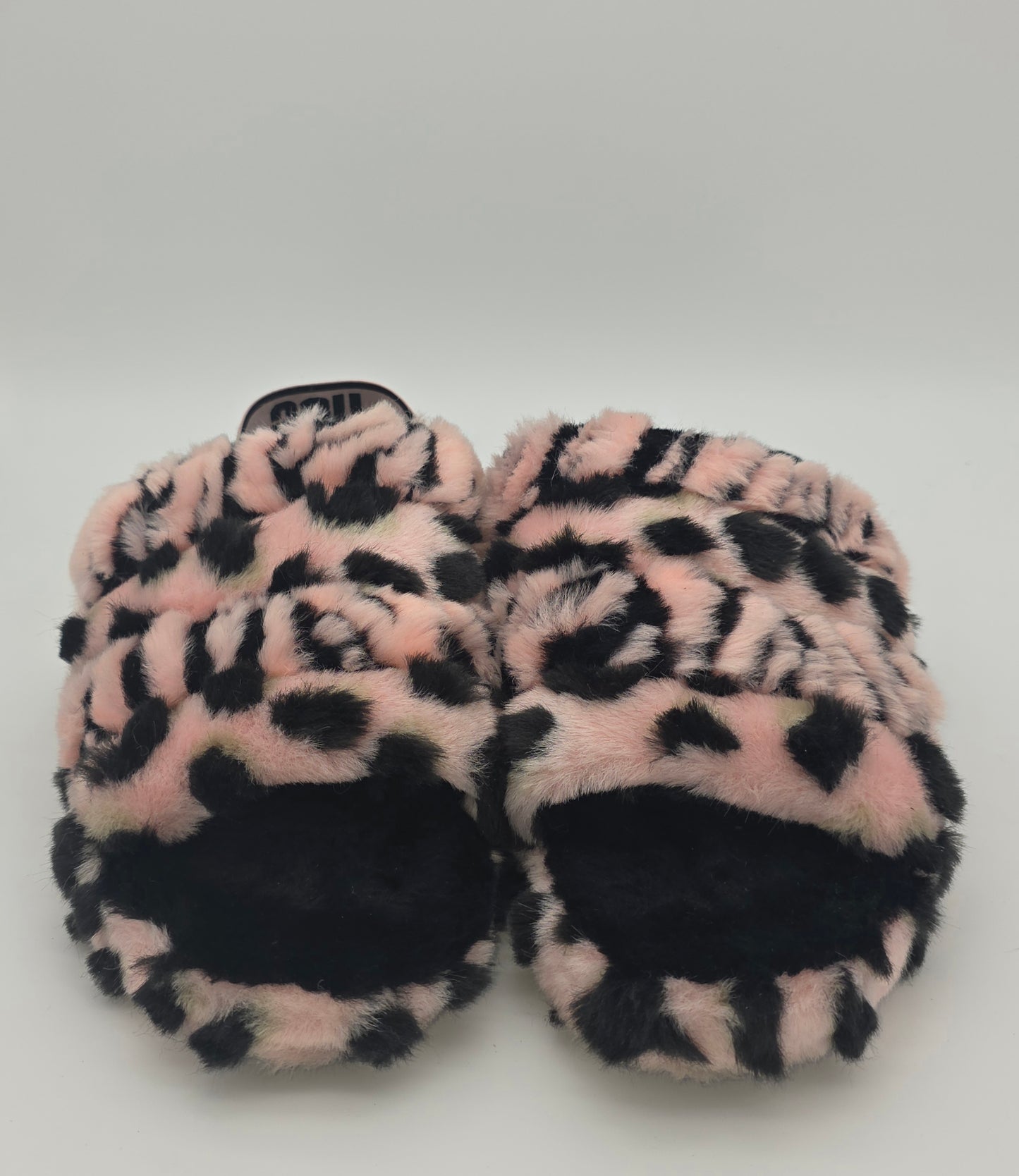 UGG Fluff Yeah Slide Slippers – Pink Leopard Print, Size 11