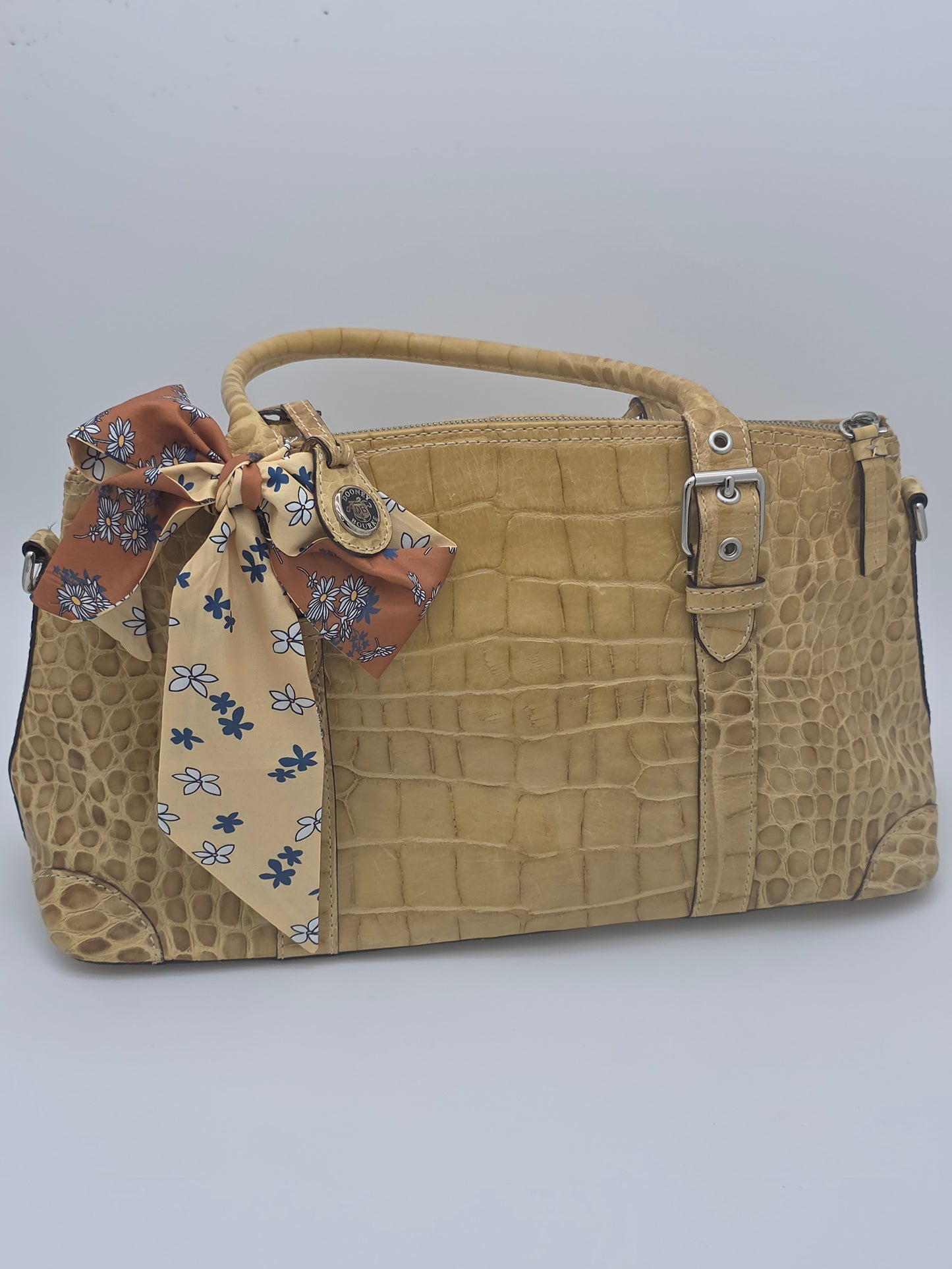 Dooney & Bourke Croc-Embossed Satchel — Butter Yellow, Double Handle