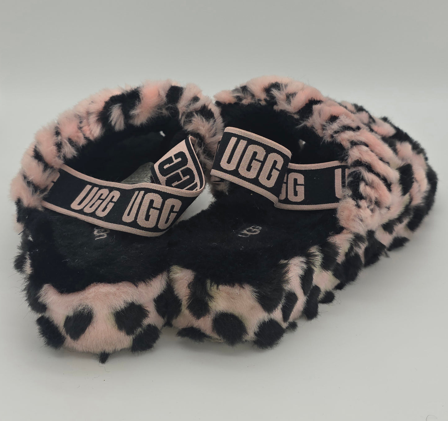 UGG Fluff Yeah Slide Slippers – Pink Leopard Print, Size 11
