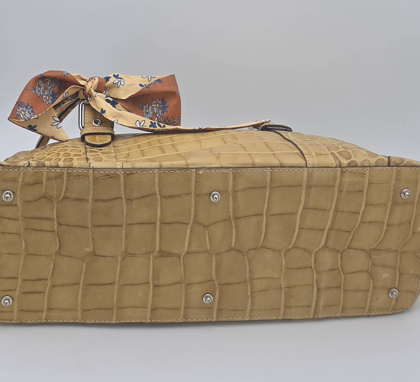Dooney & Bourke Croc-Embossed Satchel — Butter Yellow, Double Handle