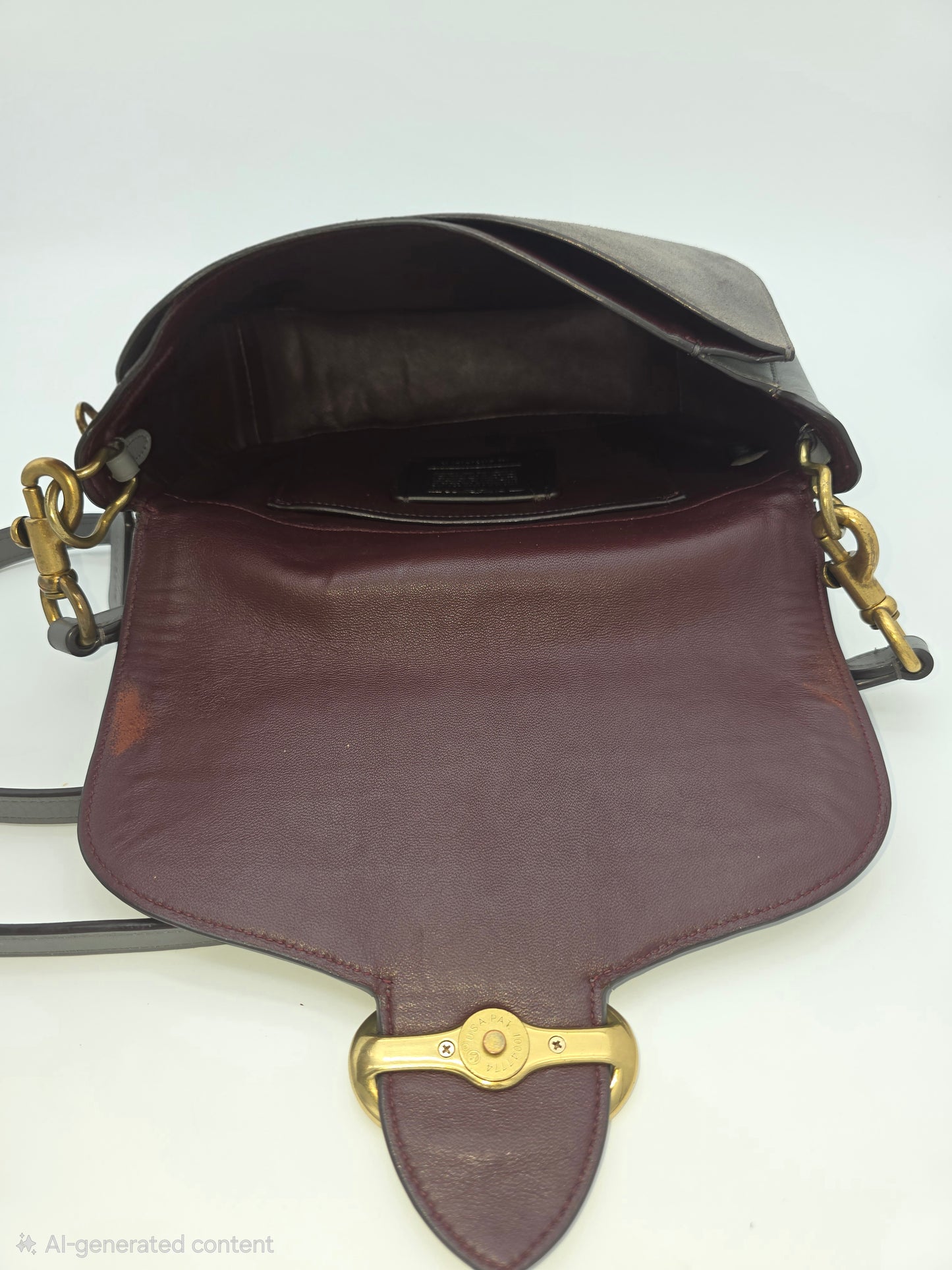 Coach Georgie Saddle Bag – Grey Leather & Suede, Brass Hardware