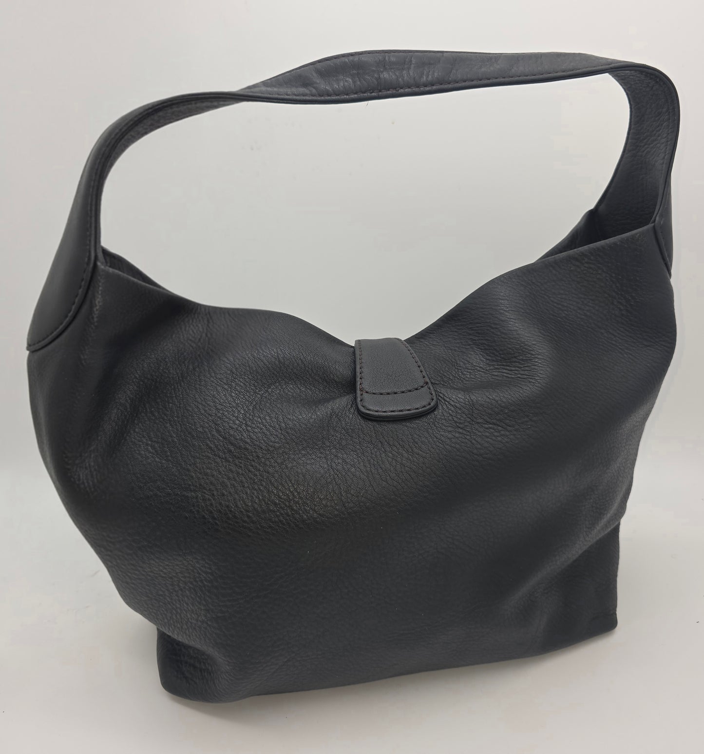 Dooney & Bourke Large Black Pebbled Leather Hobo Bag – Silver Hardware