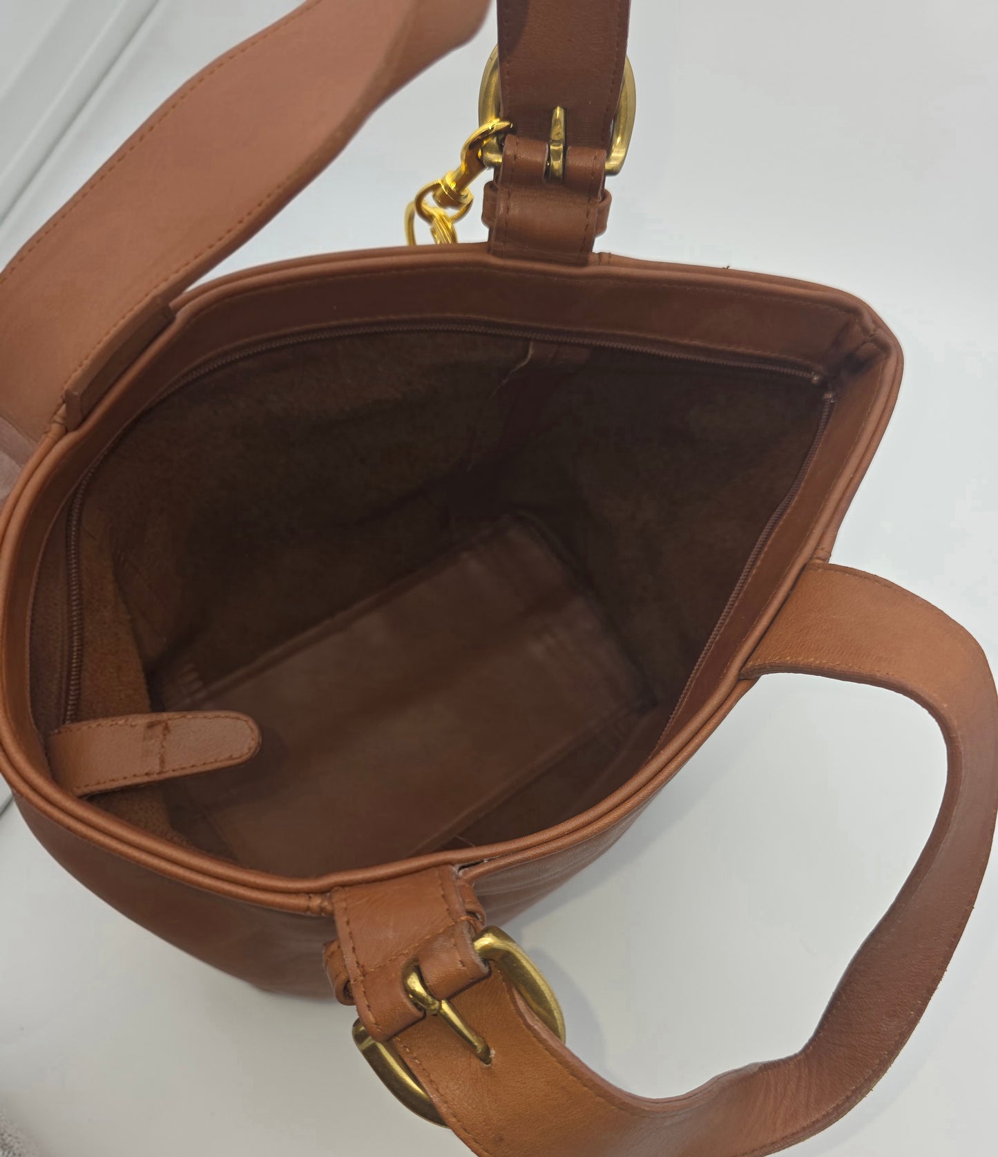 Vintage Coach Glove-Tanned Cowhide Tote – Tan/Cognac, Gold Hardware